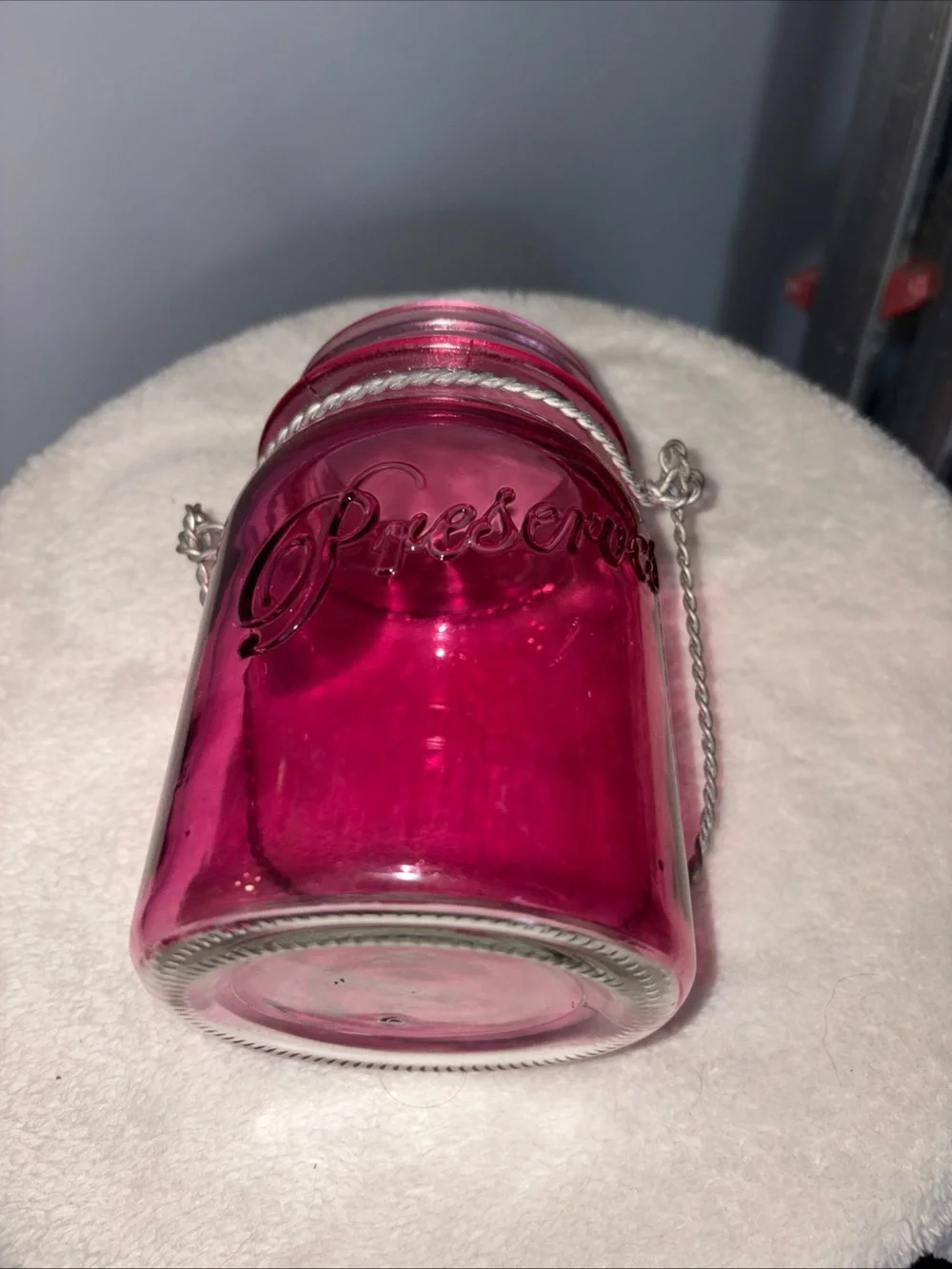 Set of 4 pink mason jar decorative glass vases/candle holders